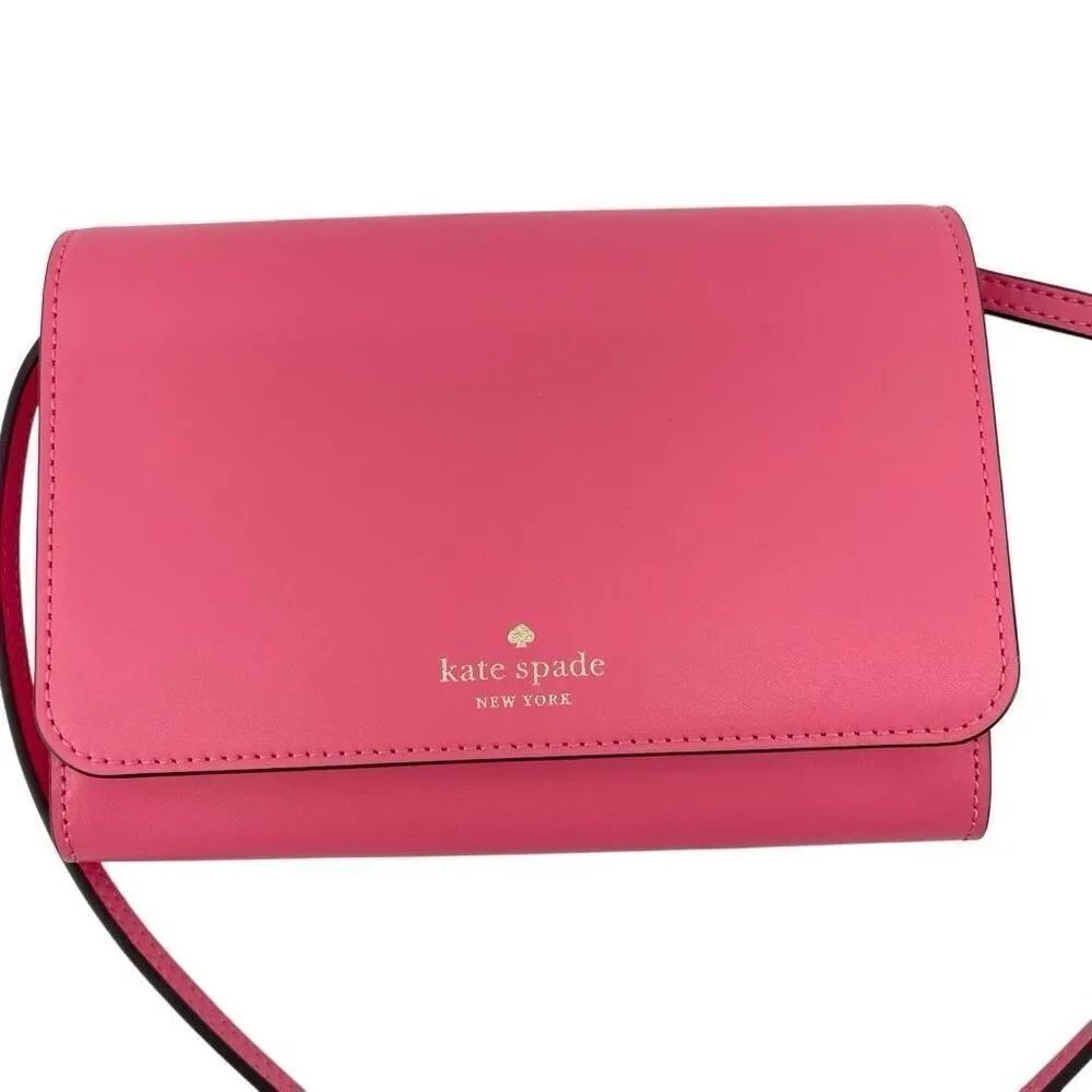 Kate Spade New York Snap With String Pink Leather Crossbody Bag NWT WLRU5769 - Picture 2 of 14